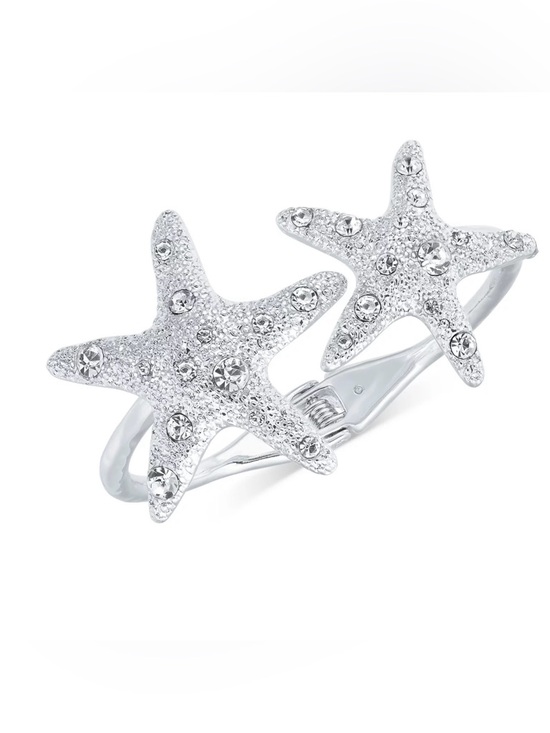 INC International Concepts Jewelry - International Concepts Silver-Tone Crystal Starfish Cuff Bracelet